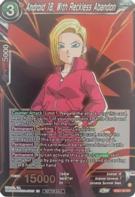 Android 18, With Reckless Abandon (Zenkai Series Pack Vol.1)